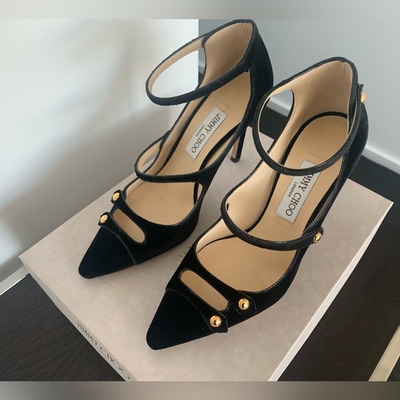Authentic Jimmy Choo Lacey 100 Black Velvet Pumps | Size 39.5 - Picture 5 of 8